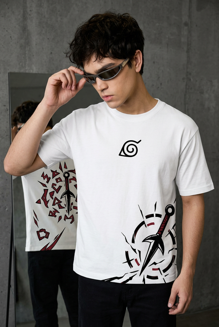 Naruto Minato teleportation - white Regular T-Shirt - front sunglasses pose