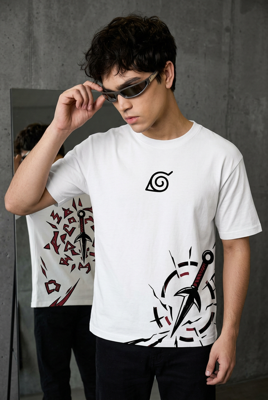 Naruto Minato teleportation - white Regular T-Shirt - front sunglasses pose