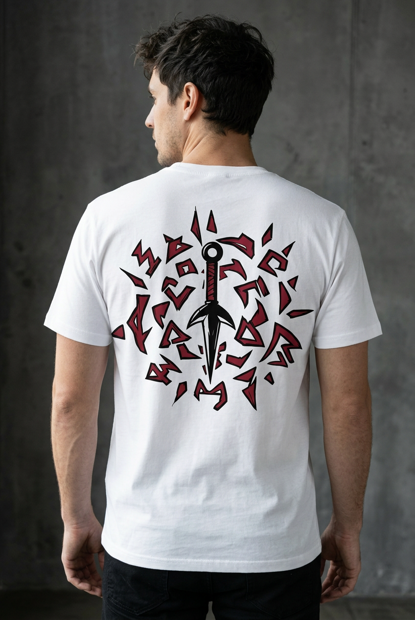 Naruto Minato teleportation - white Regular T-Shirt - back print detail