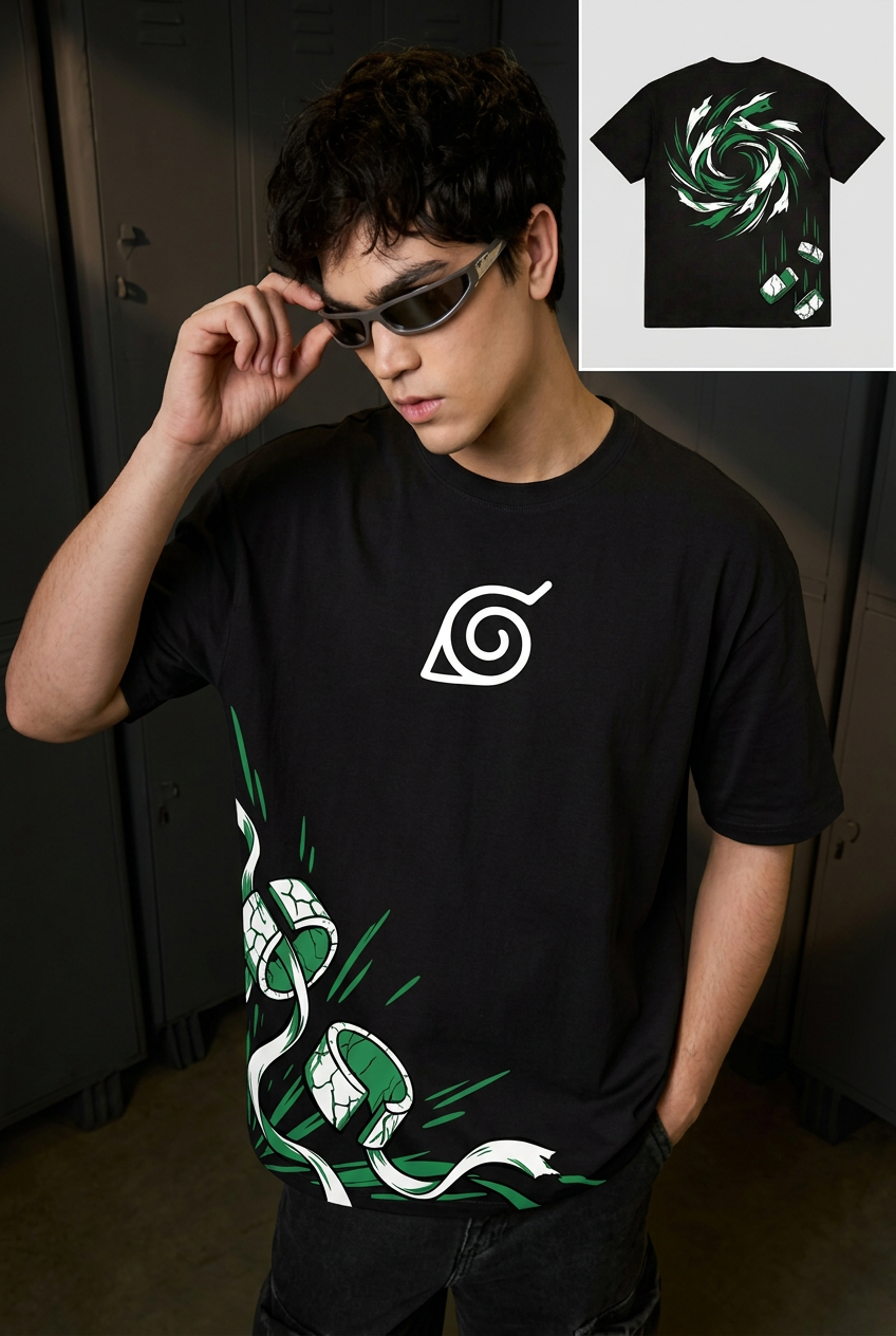 Naruto Rock Lee determination - black Regular T-Shirt - front pose