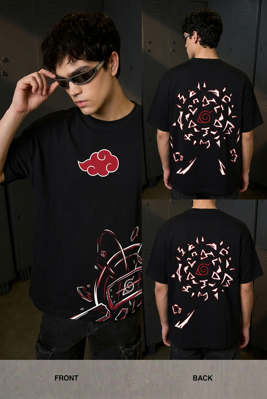 Naruto Pain cycle of conflict - black Oversized T-Shirt - front pose