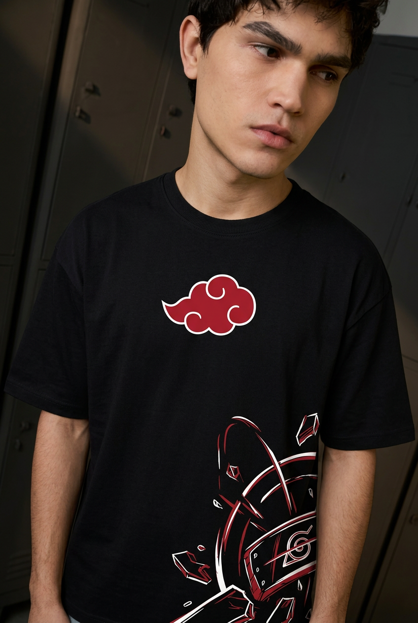 Naruto Pain cycle of conflict - black Oversized T-Shirt - front portrait