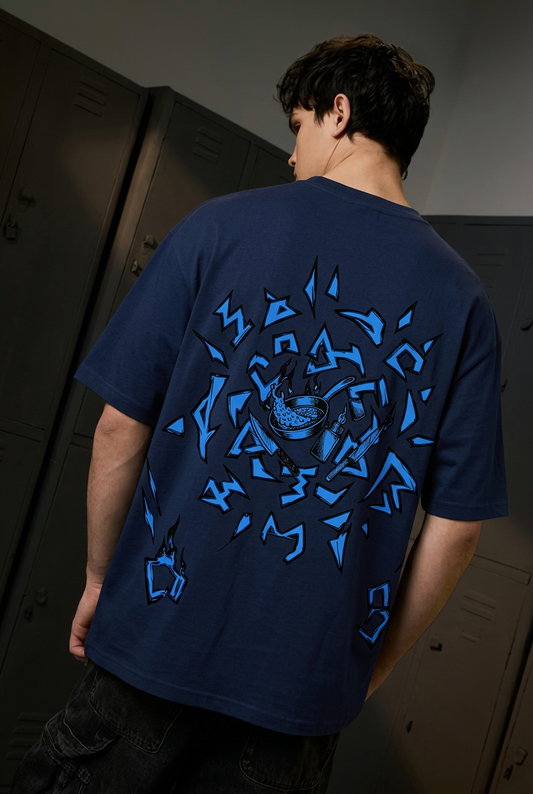 One Piece Sanji blue flame - navy Regular T-Shirt - back three-quarter