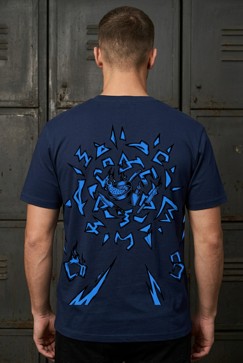 One Piece Sanji blue flame - navy Regular T-Shirt - back detail