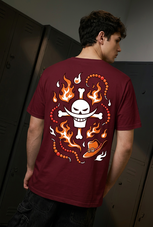 One Piece Ace inherited will - maroon Regular T-Shirt - back three-quarter