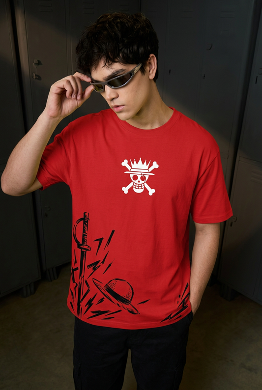 One Piece Shanks promise - red Regular T-Shirt - front pose