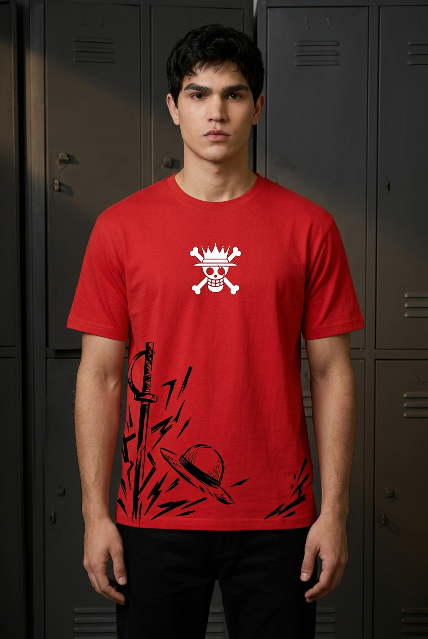 One Piece Shanks promise - red Regular T-Shirt - front portrait