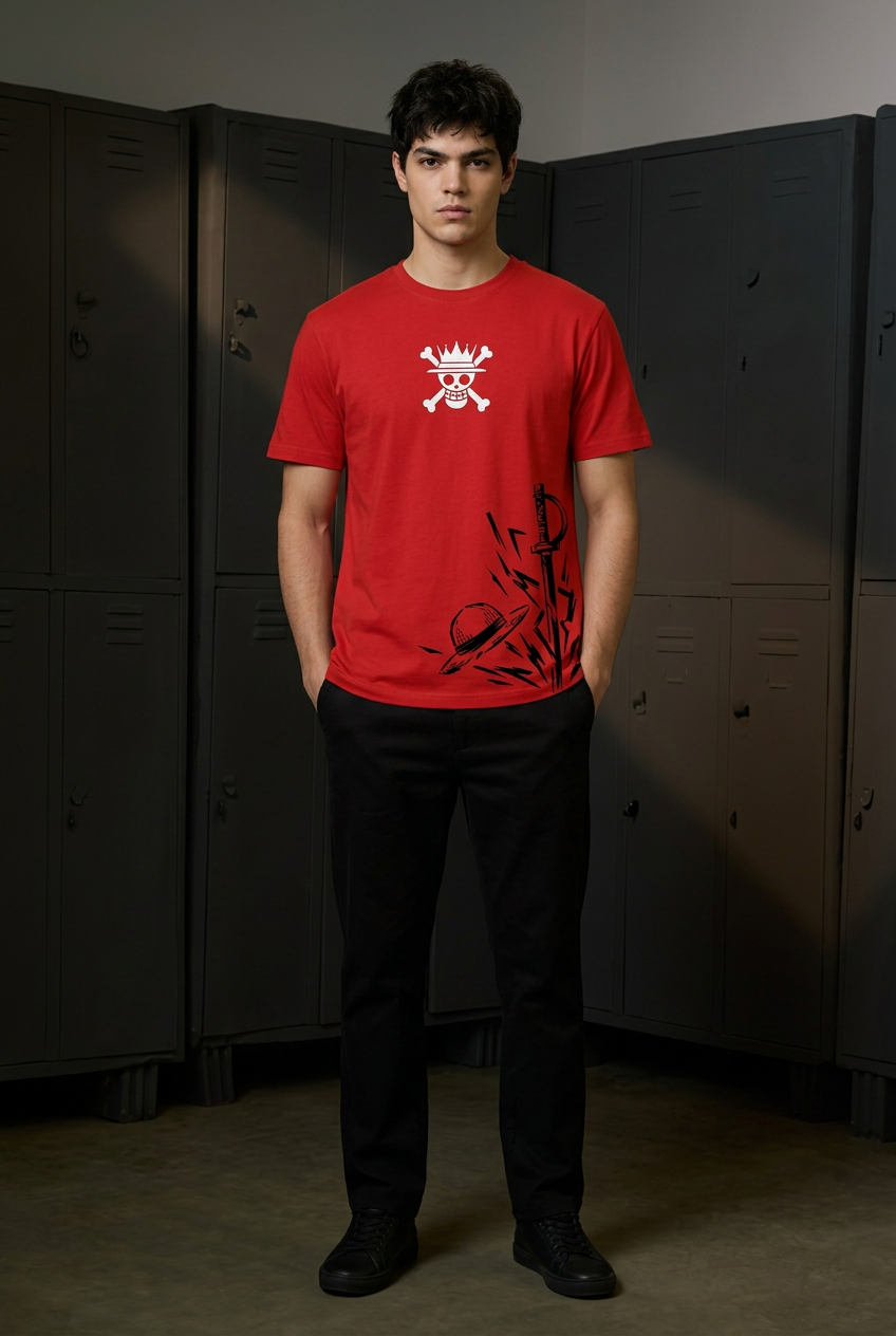 One Piece Shanks promise - red Regular T-Shirt - full-body front