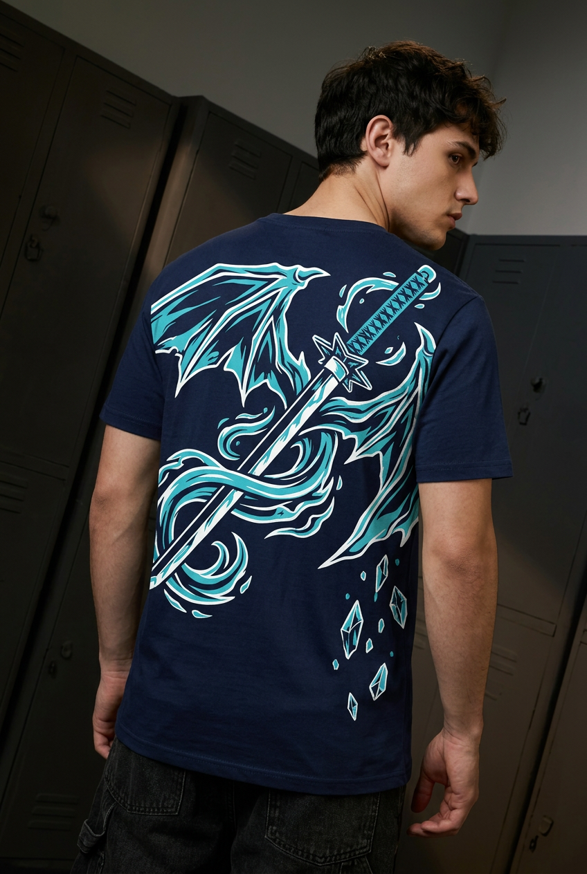 Toshiro navy regular-fit T-shirt - back view