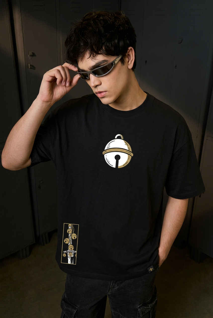Kenpachi black oversized T-shirt - front view