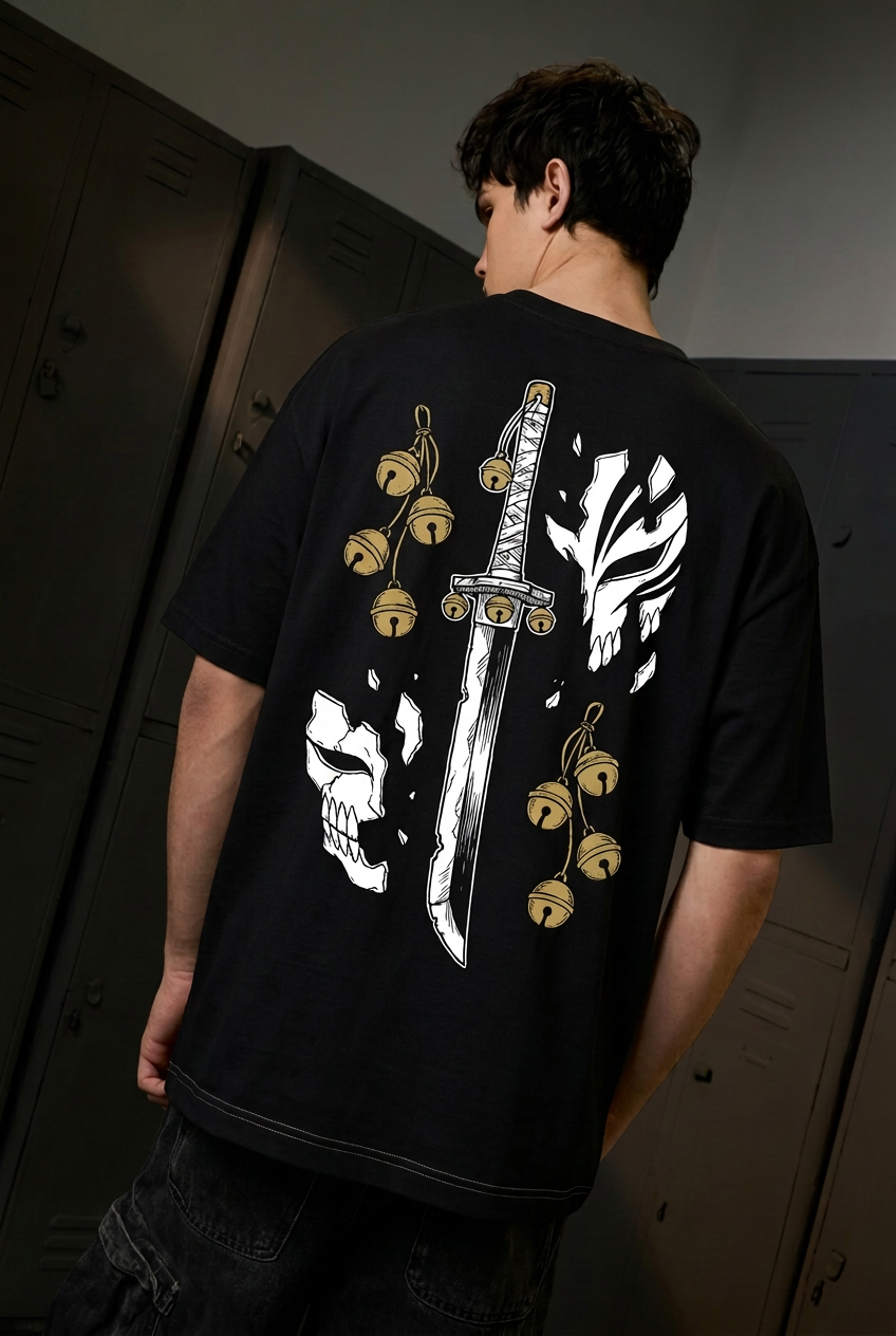 Kenpachi black oversized T-shirt - back view