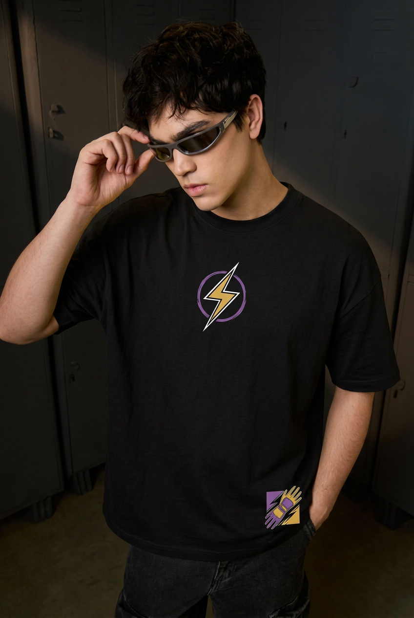 Yoruichi black oversized T-shirt - front view