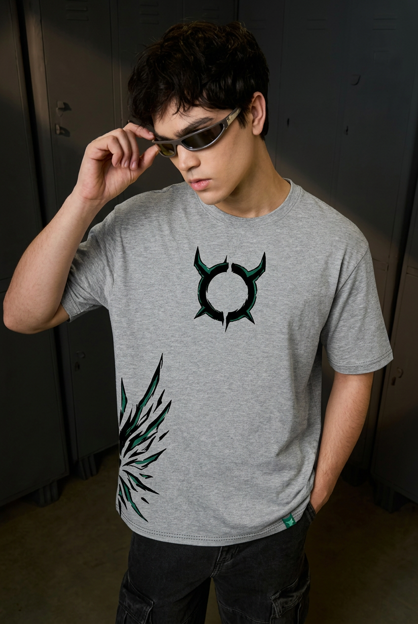 Ulquiorra grey melange regular-fit T-shirt - front view