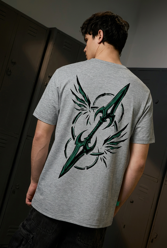 Ulquiorra grey melange regular-fit T-shirt - back view