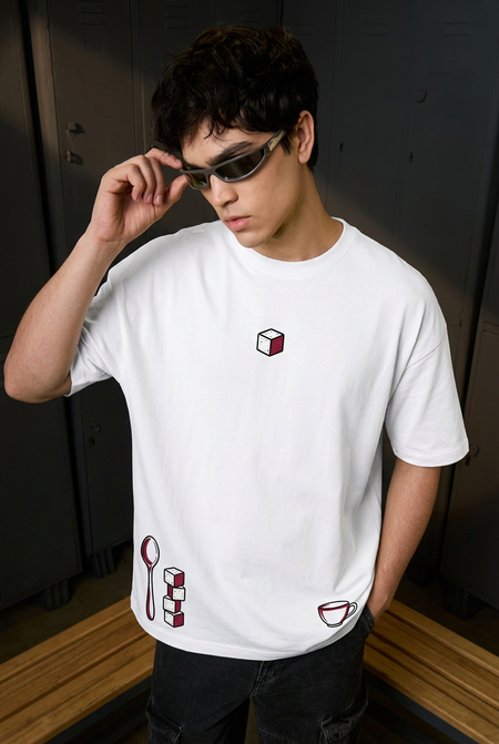 L white oversized T-shirt - front view