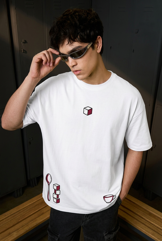 L white oversized T-shirt - front view