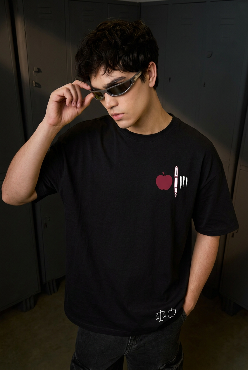 Light black oversized T-shirt - front view