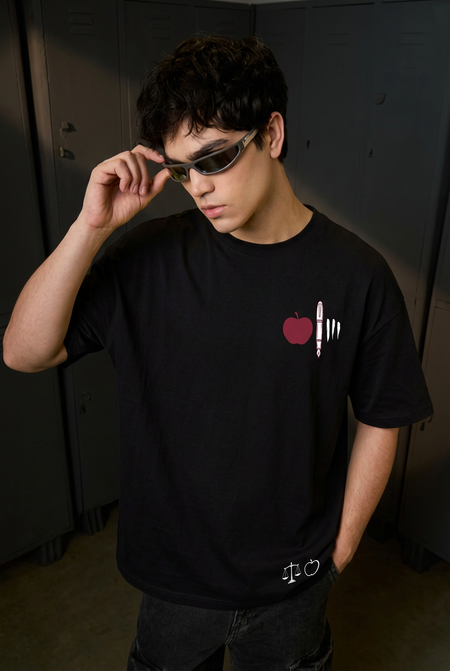 Light black oversized T-shirt - front view