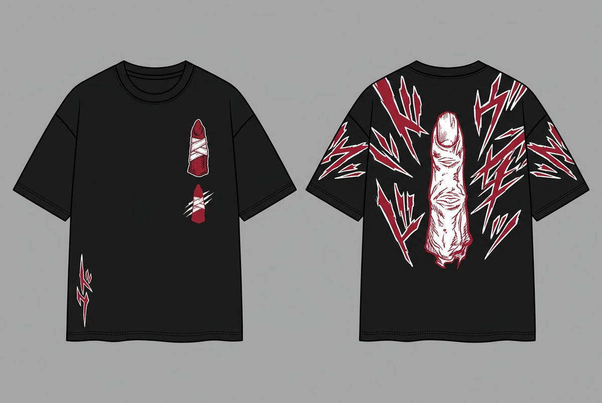 Yuji black oversized T-shirt - front and back design overview