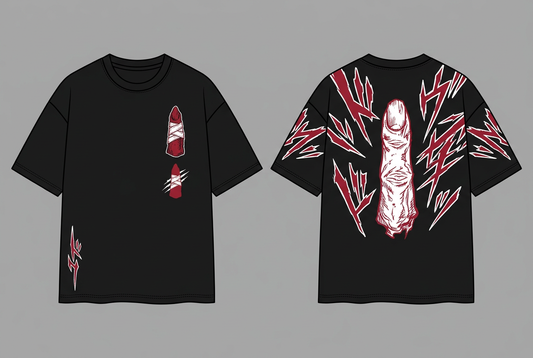 Yuji black oversized T-shirt - front and back design overview