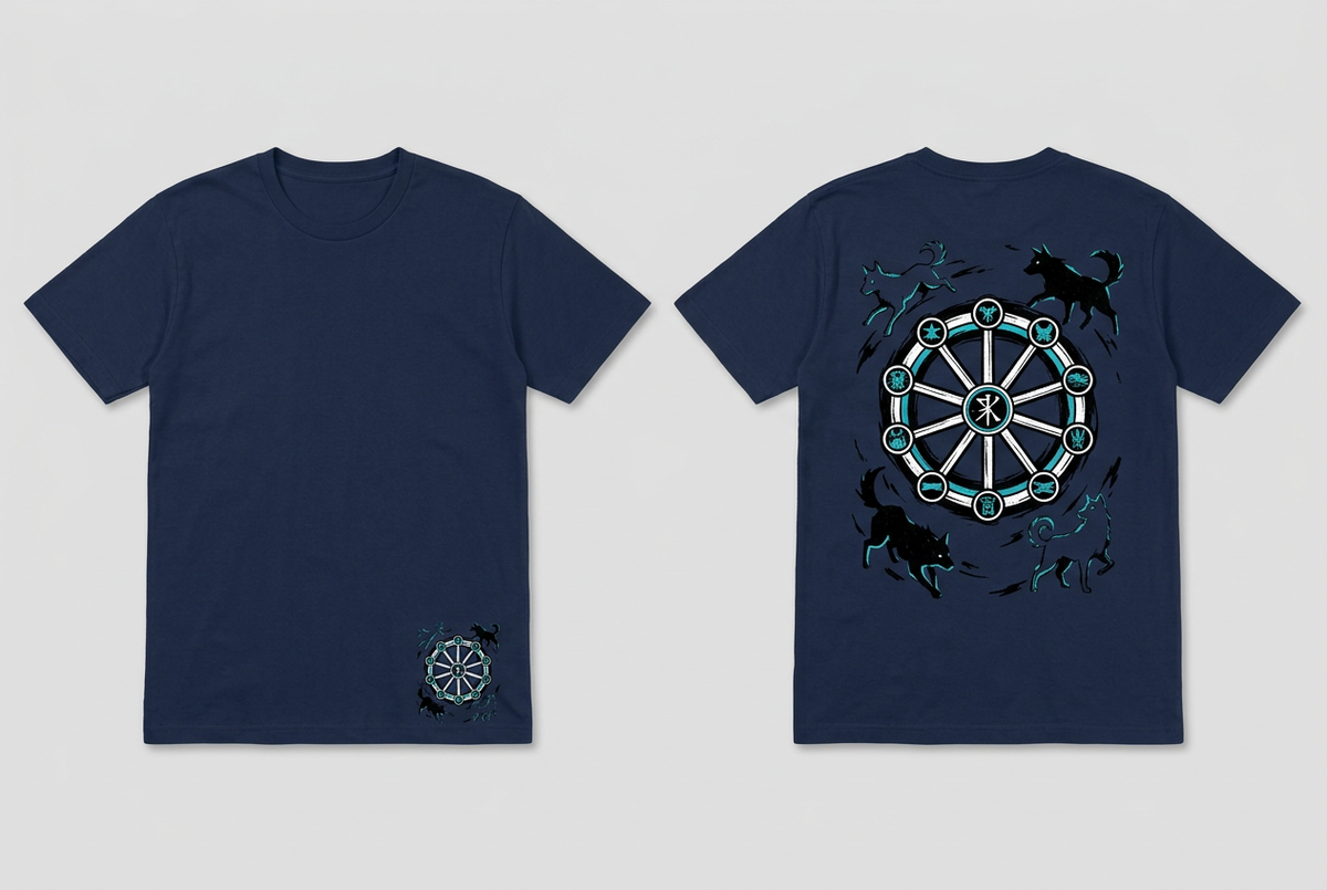 Megumi navy regular-fit T-shirt - front and back design overview