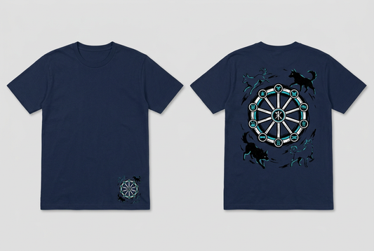 Megumi navy regular-fit T-shirt - front and back design overview
