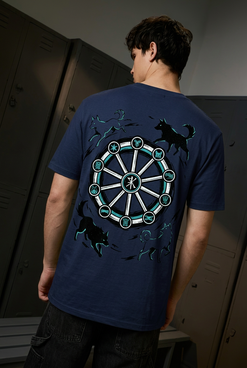 Megumi navy regular-fit T-shirt - back view