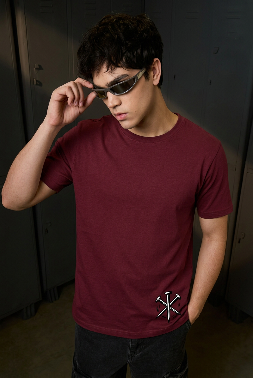 Nobara maroon regular-fit T-shirt - front view