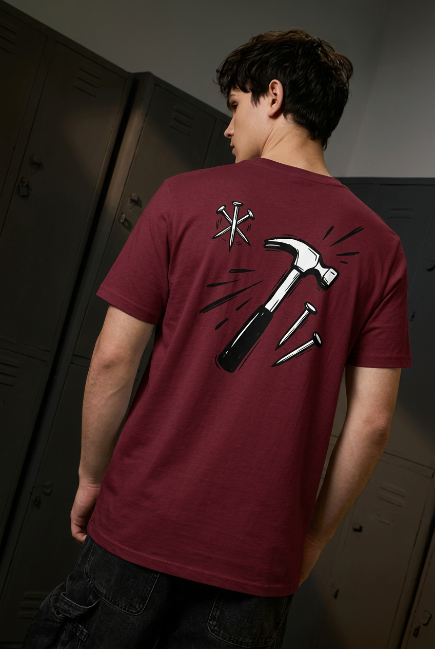 Nobara maroon regular-fit T-shirt - back view