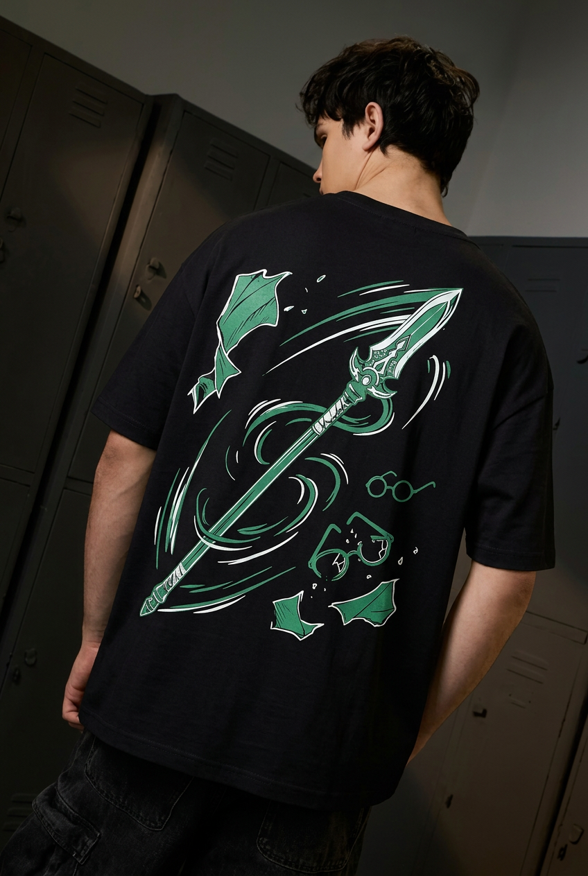 Maki black oversized T-shirt - back view