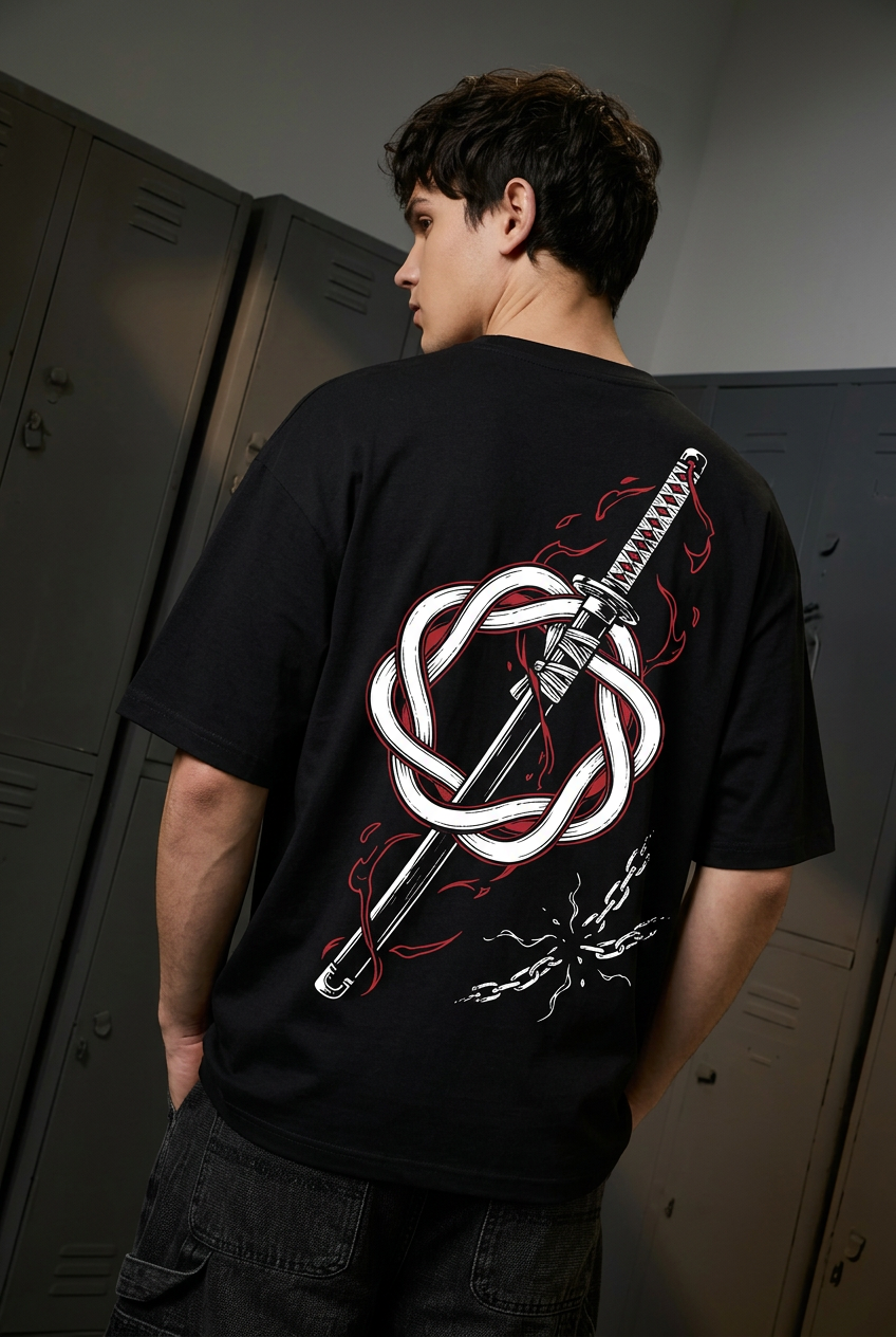 Yuta black oversized T-shirt - back view