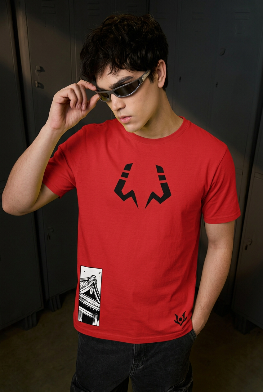 Sukuna red regular-fit T-shirt - front view