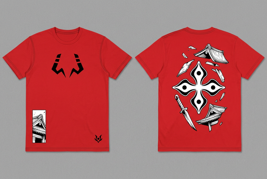 Sukuna red regular-fit T-shirt - front and back design overview