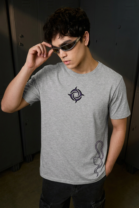 Geto grey melange regular-fit T-shirt - front view