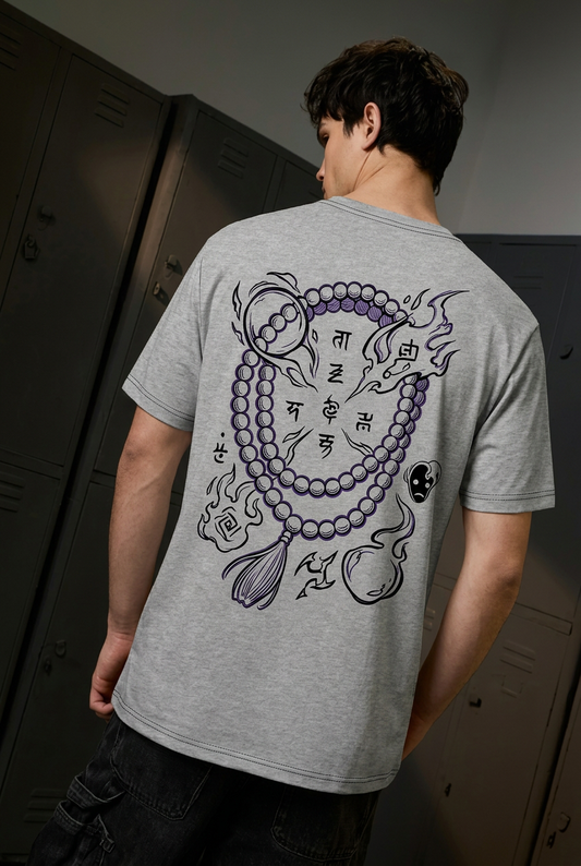 Geto grey melange regular-fit T-shirt - back view