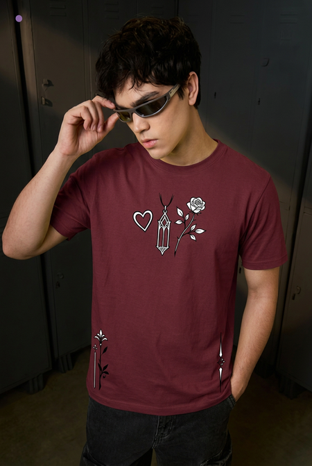 Misa Devotion maroon tee - front or design overview