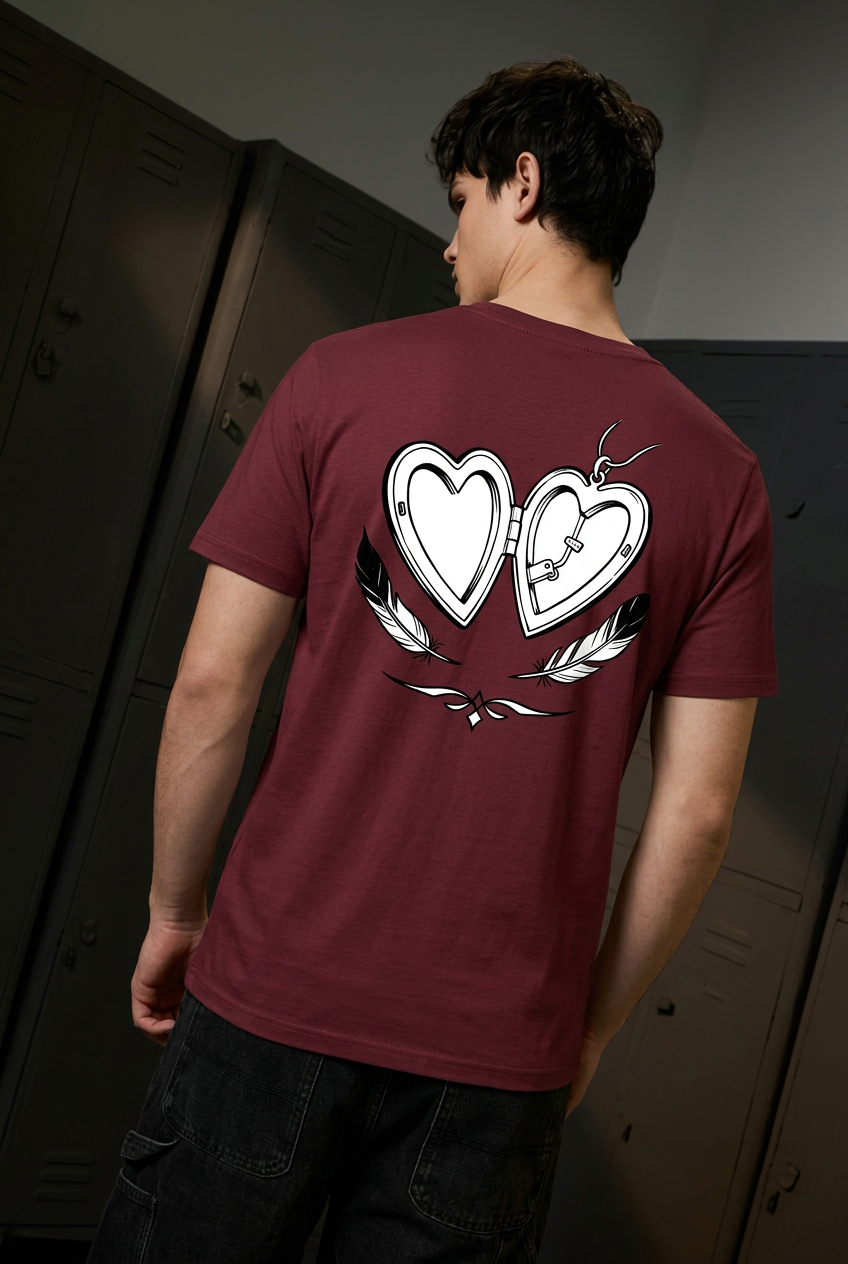 Misa Devotion maroon tee - back or design overview