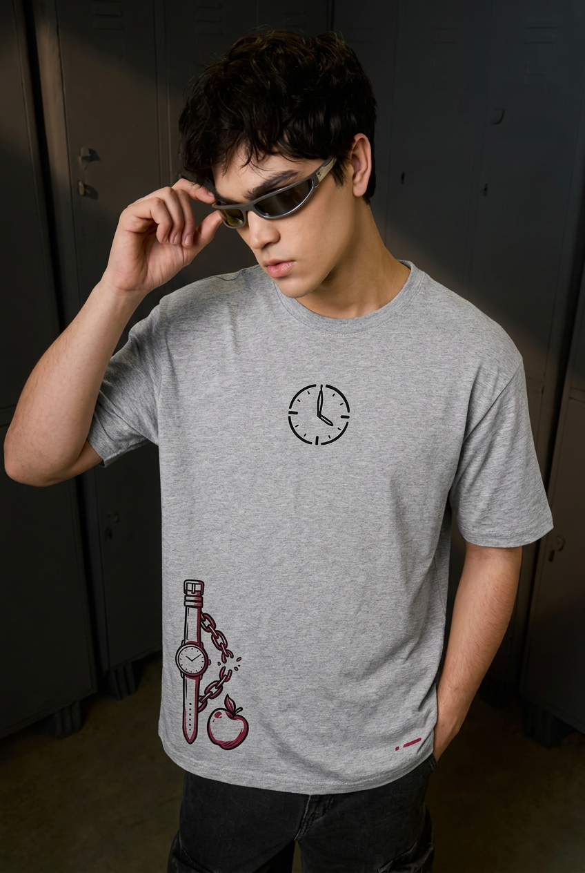 Final Seconds grey melange tee - front or design overview