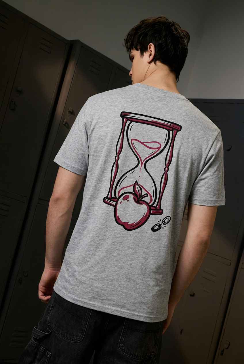 Final Seconds grey melange tee - back or design overview