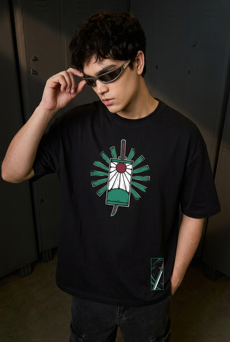 Tanjiro black tee - front or design overview