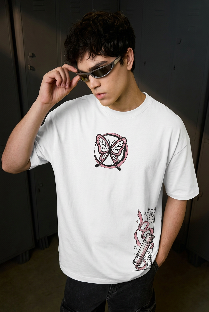 Nezuko white tee - front or design overview