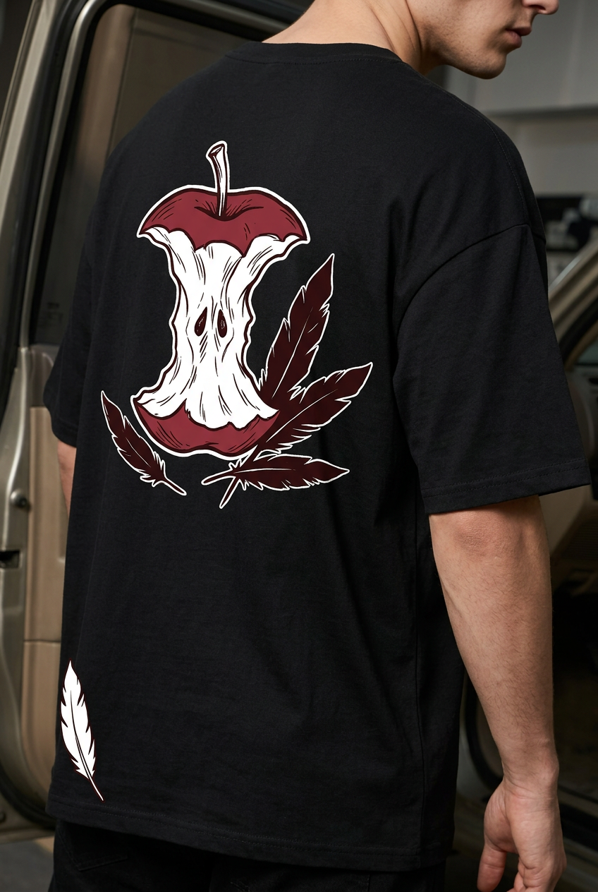 Death Note Ryuk temptation - black Oversized T-Shirt - back artwork detail