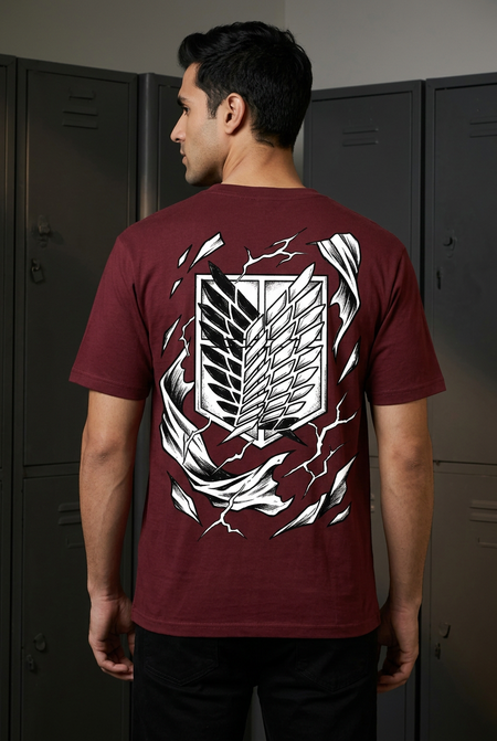 Attack on Titan Mikasa loyalty - maroon Regular T-Shirt - back view