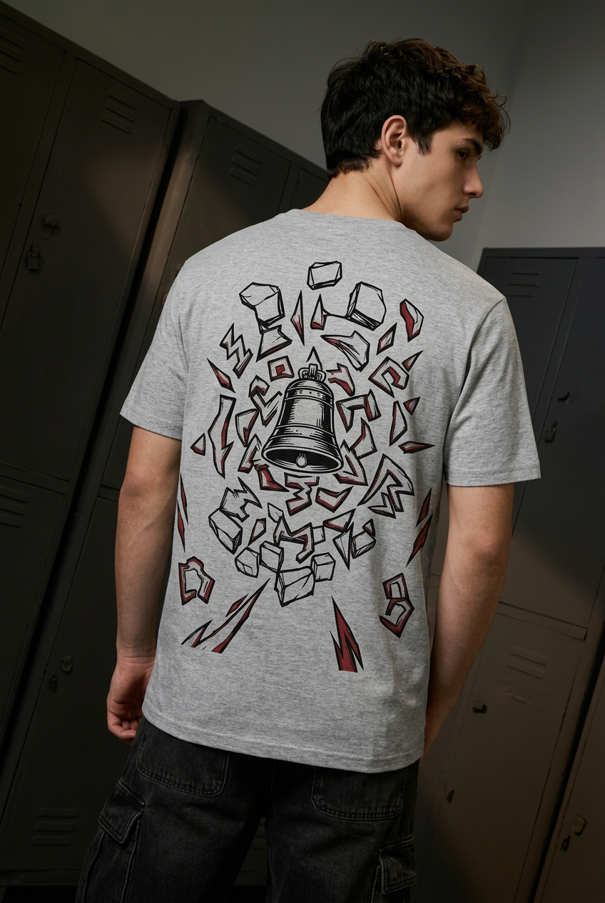 Attack on Titan Wall breach - grey melange Regular T-Shirt - back view