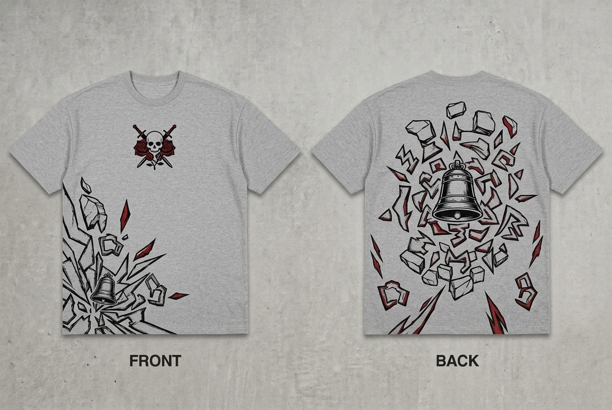 Attack on Titan Wall breach - grey melange Regular T-Shirt - front and back design overview