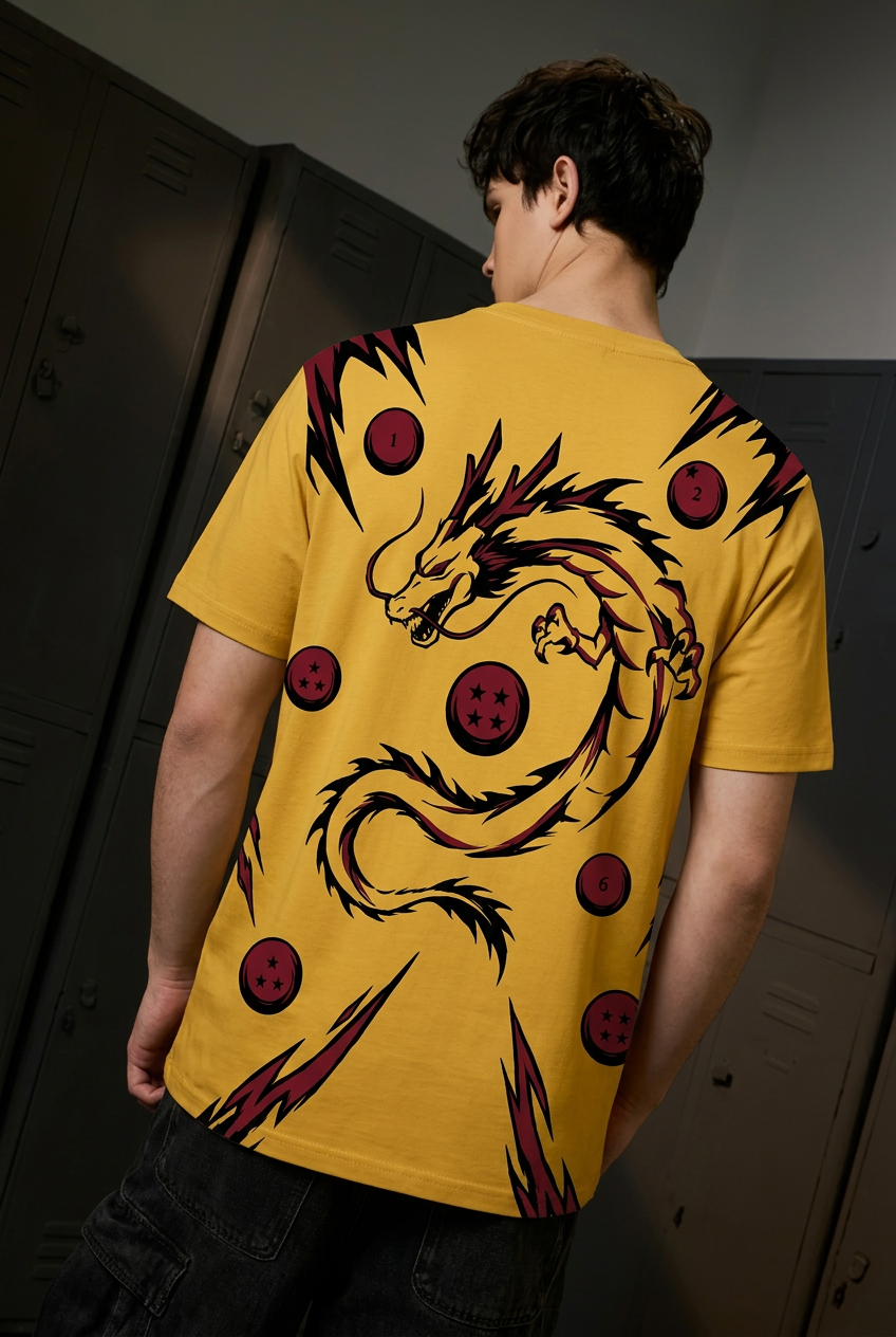 Dragon Ball Z Dragon wish - mustard Regular T-Shirt - back view