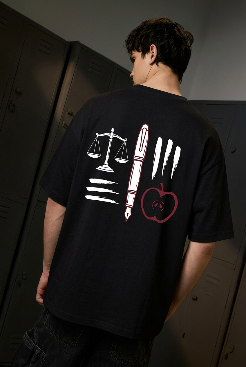 Light black oversized T-shirt - back view