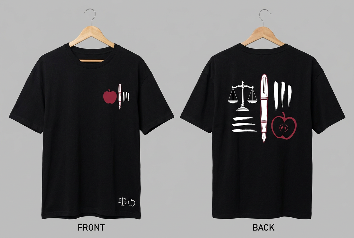 Light black oversized T-shirt - front and back design overview