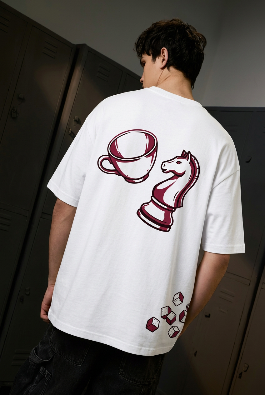 L white oversized T-shirt - back view