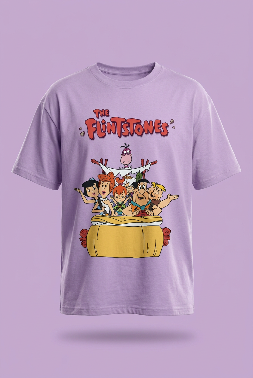 The Flintstones lavender tee front garment-only mockup